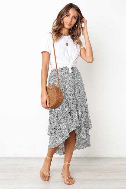 Falda midi con volantes florales de Isabella Sol