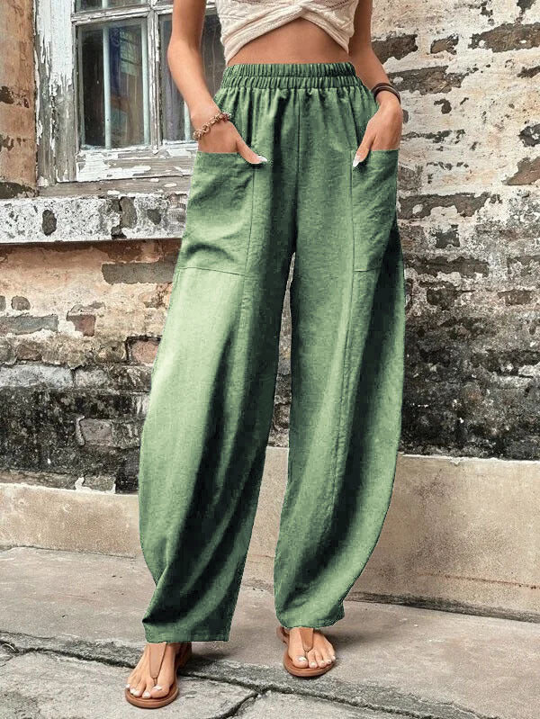 Pantalones harem de corte relajado Isabella Sol con bolsillos