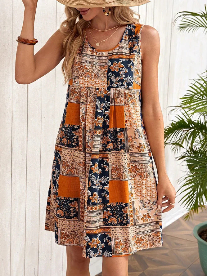 Vestido sin mangas de corte A estampado de Isabella Sol