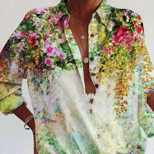 Floral Loose Cardigan Shirt Isabella Sol Women’s Top