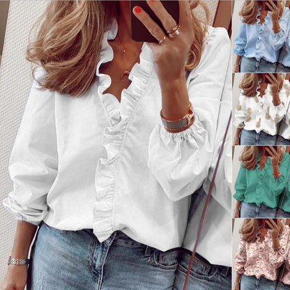 Chic Ruffled Long Sleeve Blouse by Isabella Sol