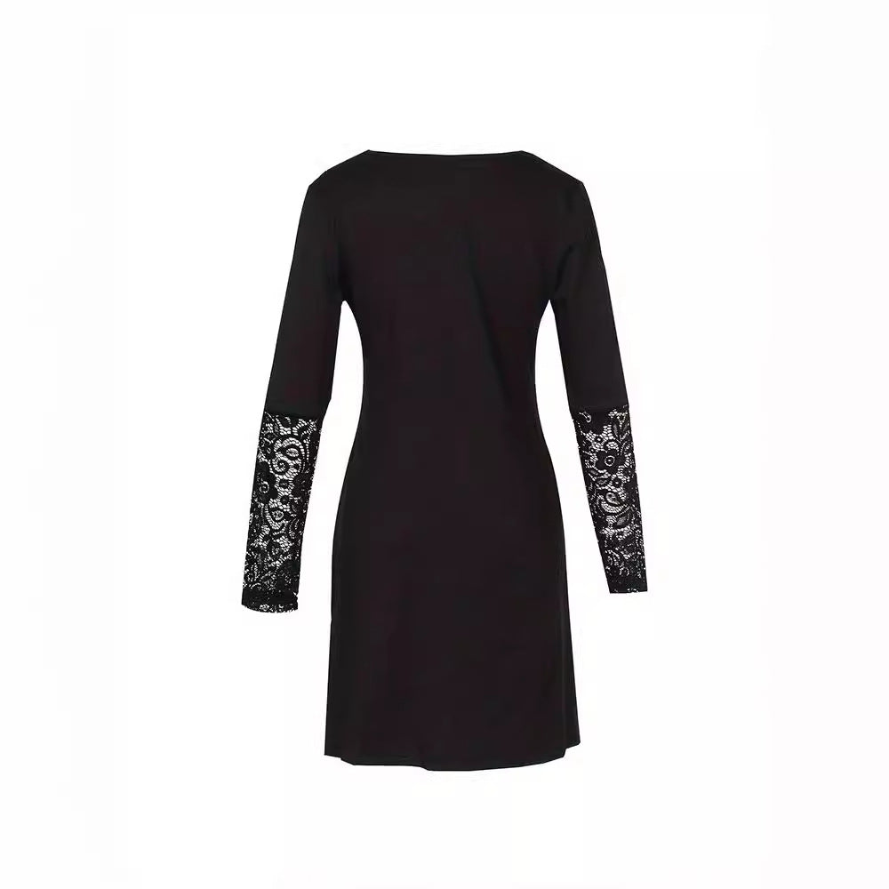 Elegante vestido de encaje con escote en V de Isabella Sol.