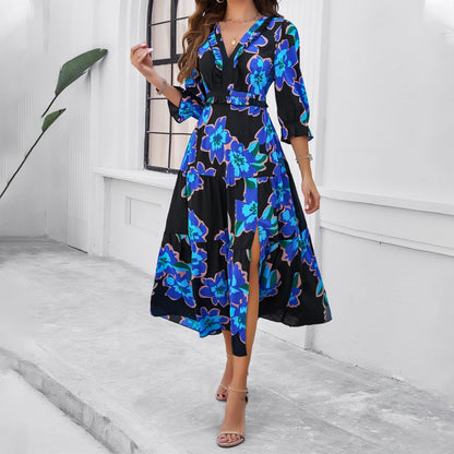 Elegante vestido midi floral de Isabella Sol para vacaciones