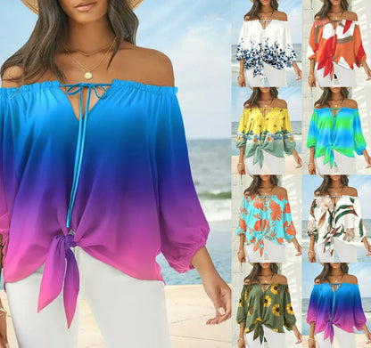 Chic Off Shoulder Printed Top Isabella Sol