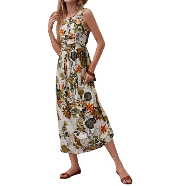 Vestido de algodón con estampado floral y corte en A de Isabella Sol.