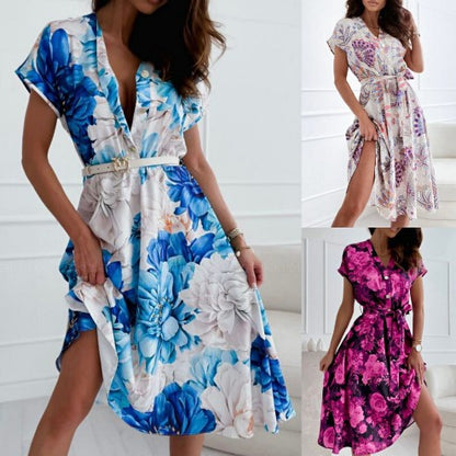 Vibrant Floral Isabella Sol V-Neck Summer Dress