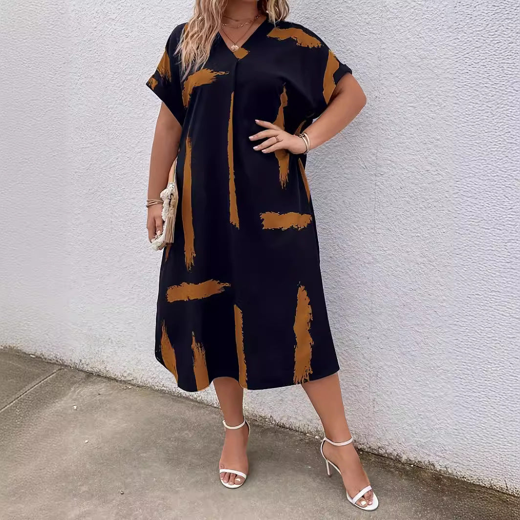 Vestido largo tipo dolman de Isabella Sol con diseño geométrico moderno