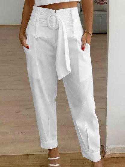 Pantalones cortos de lino con estampado floral de Isabella Sol para mujer.