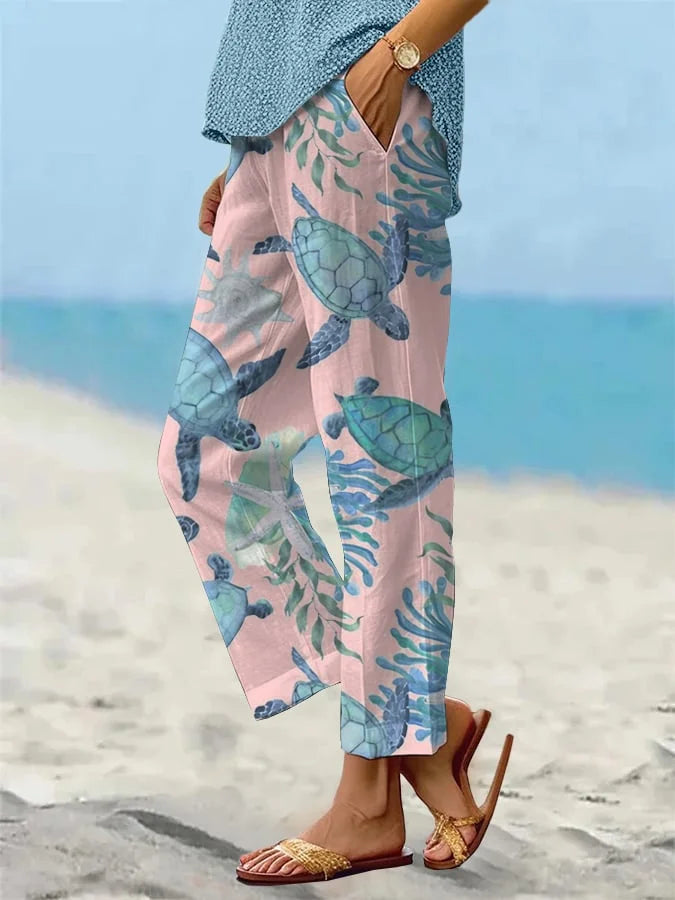 Pantalones cortos Isabella Sol con estampado de tortugas marinas
