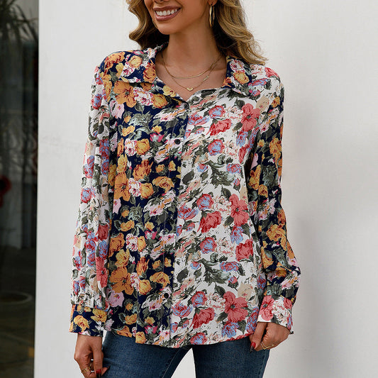 Camisa Isabella Sol Everyday con estampado floral y bloques de color.