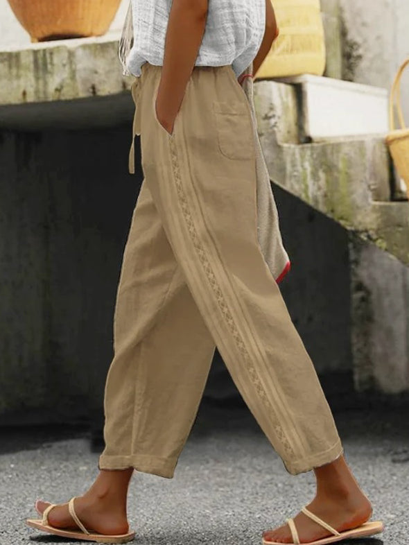 Elegantes pantalones cortos de algodón y lino de Isabella Sol