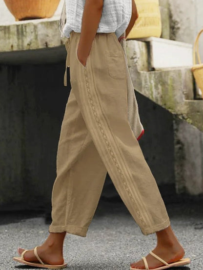 Elegantes pantalones cortos de algodón y lino de Isabella Sol