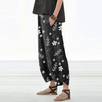 Pantalones anchos de algodón con estampado floral de Isabella Sol.