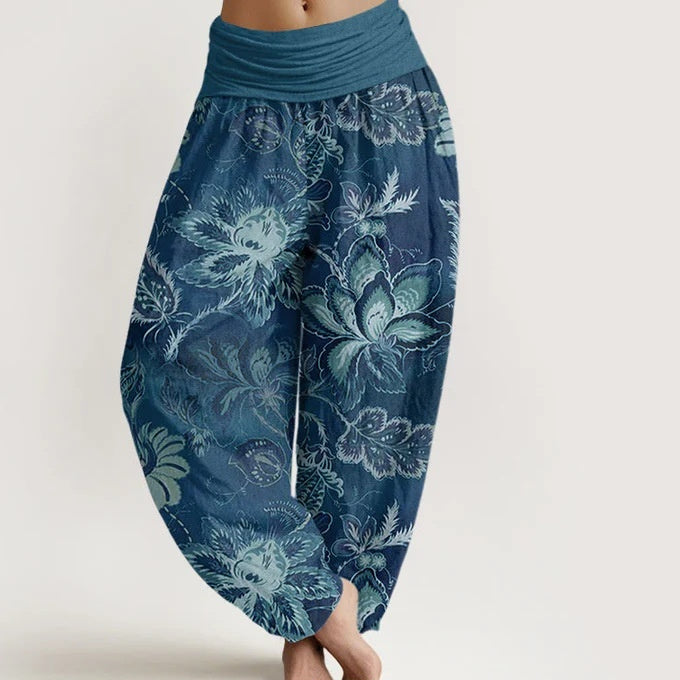 Pantalones anchos con estampado floral retro de Isabella Sol