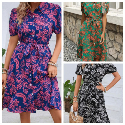 Vestido camisero de verano Isabella Sol con botones y estampado floral