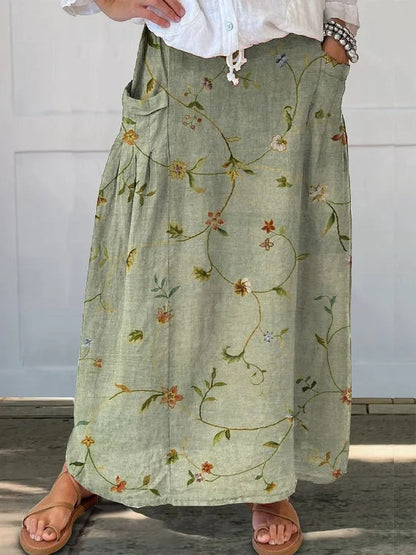 Falda retro floral con bolsillos de Isabella Sol para uso diario.