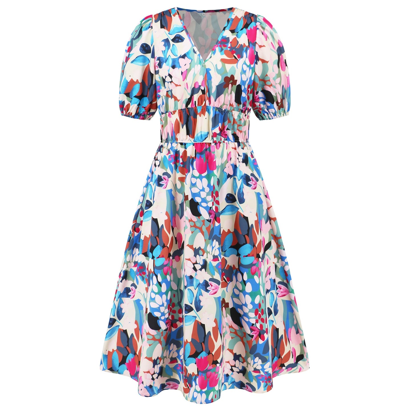 Vestido bohemio con estampado floral y escote en V de Isabella Sol.