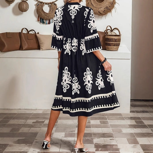 Vestido bohemio con escote en V de Isabella Sol