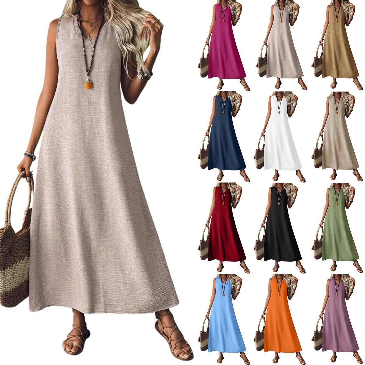 Elegante vestido sin mangas de cáñamo de Isabella Sol