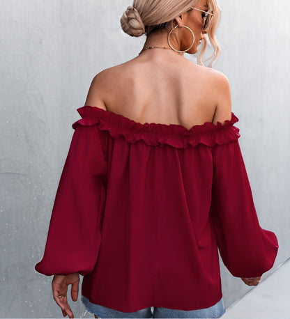 Elegante top de manga farol con hombros descubiertos de Isabella Sol