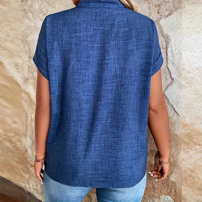 Elegante blusa Isabella Sol con escote en V y mangas murciélago.