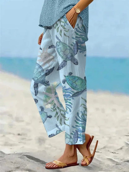 Pantalones cortos Isabella Sol con estampado de tortugas marinas