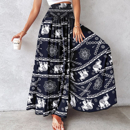 Pantalones anchos con estampado floral retro de Isabella Sol