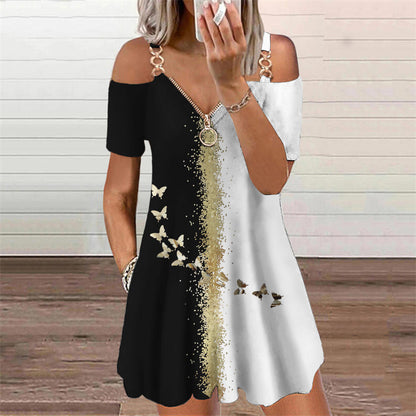 Elegante vestido estampado de manga corta de Isabella Sol