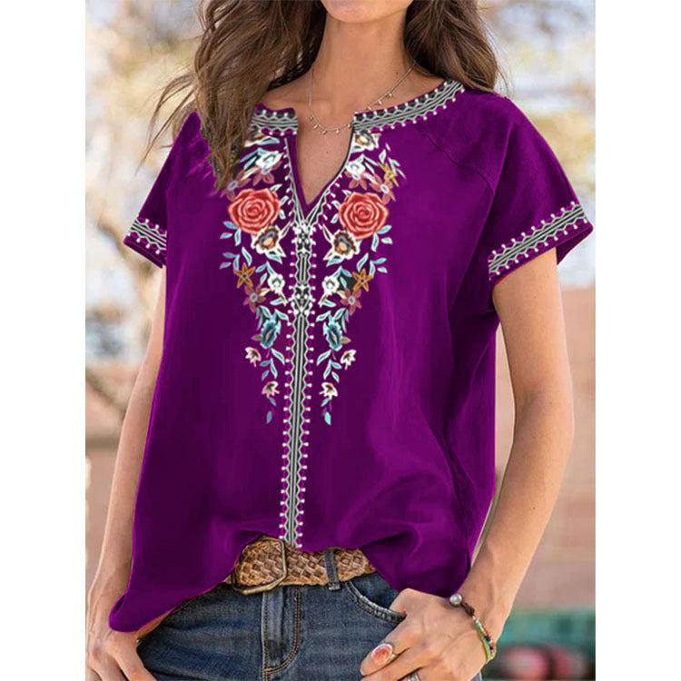 Top de manga corta con estampado étnico de Isabella Sol