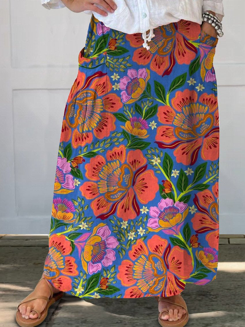 Falda retro floral con bolsillos de Isabella Sol para uso diario.