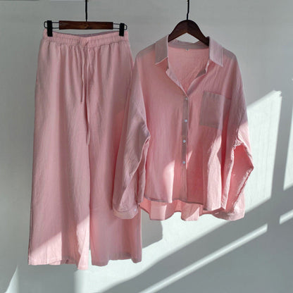 Conjunto relajado de algodón y lino de Isabella Sol.