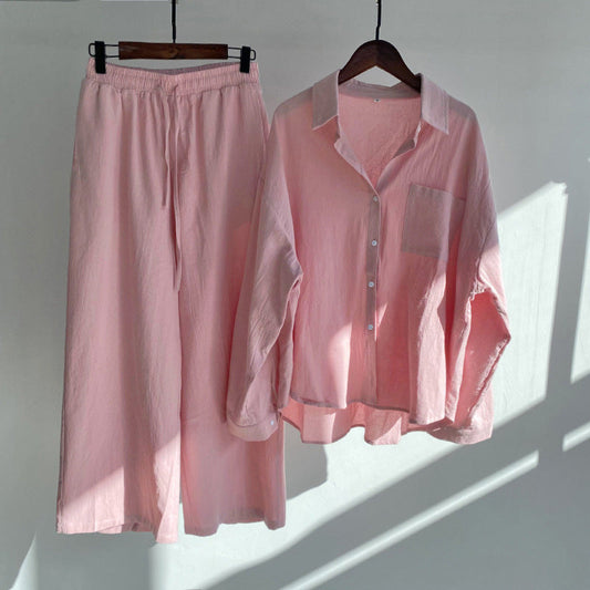 Conjunto relajado de algodón y lino de Isabella Sol.
