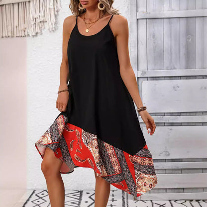 Elegante vestido bandolera estampado de Isabella Sol