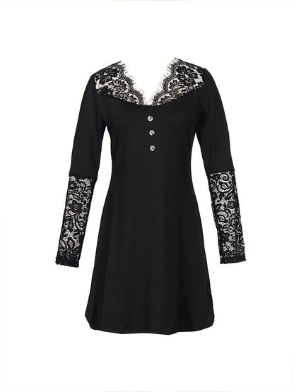Elegante vestido de encaje con escote en V de Isabella Sol.