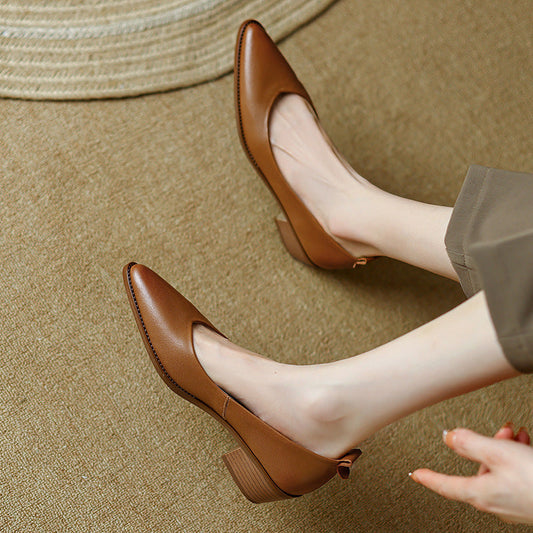 Elegant Sheepskin Low Heels by Isabella Sol
