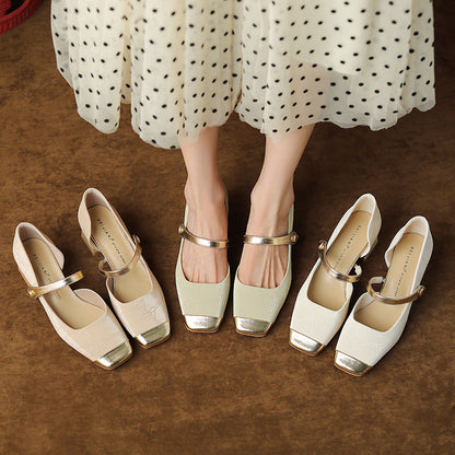 Retro Buckle Isabella Sol Mid Heel High Heels