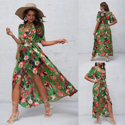 Vestido asimétrico con escote en V de Isabella Sol.