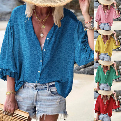 Chic Dot Button Down Blouse by Isabella Sol