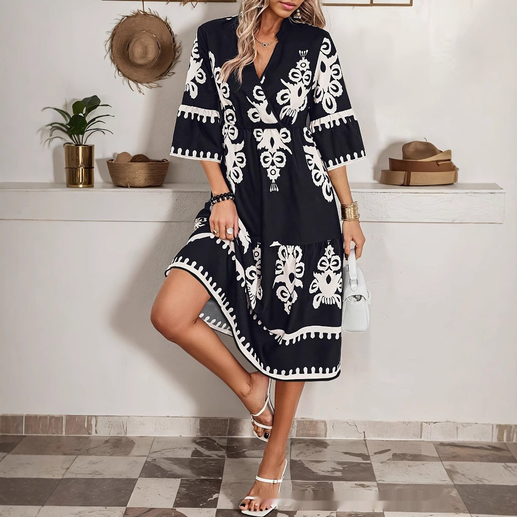 Vestido bohemio con escote en V de Isabella Sol