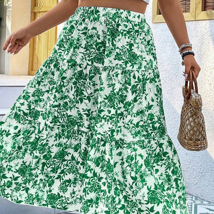 Falda larga de talla grande con estampado floral de Isabella Sol