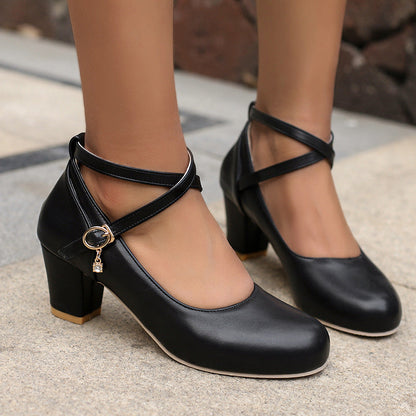 Elegantes zapatos Mary Jane de tacón grueso de Isabella Sol.