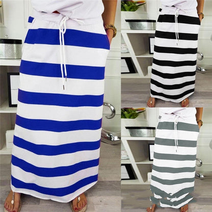 Striped Cotton A-Line Skirt by Isabella Sol