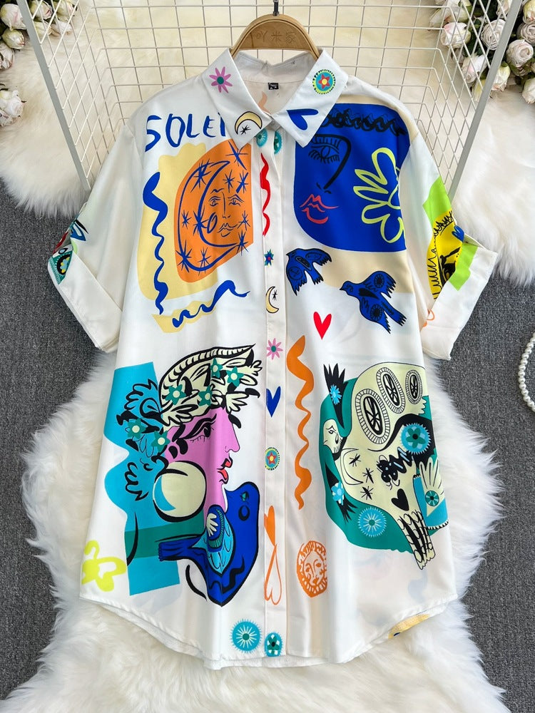 Conjunto holgado de verano para mujer con estampado vibrante de Isabella Sol