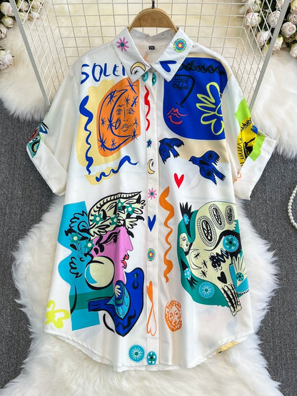 Conjunto holgado de verano para mujer con estampado vibrante de Isabella Sol