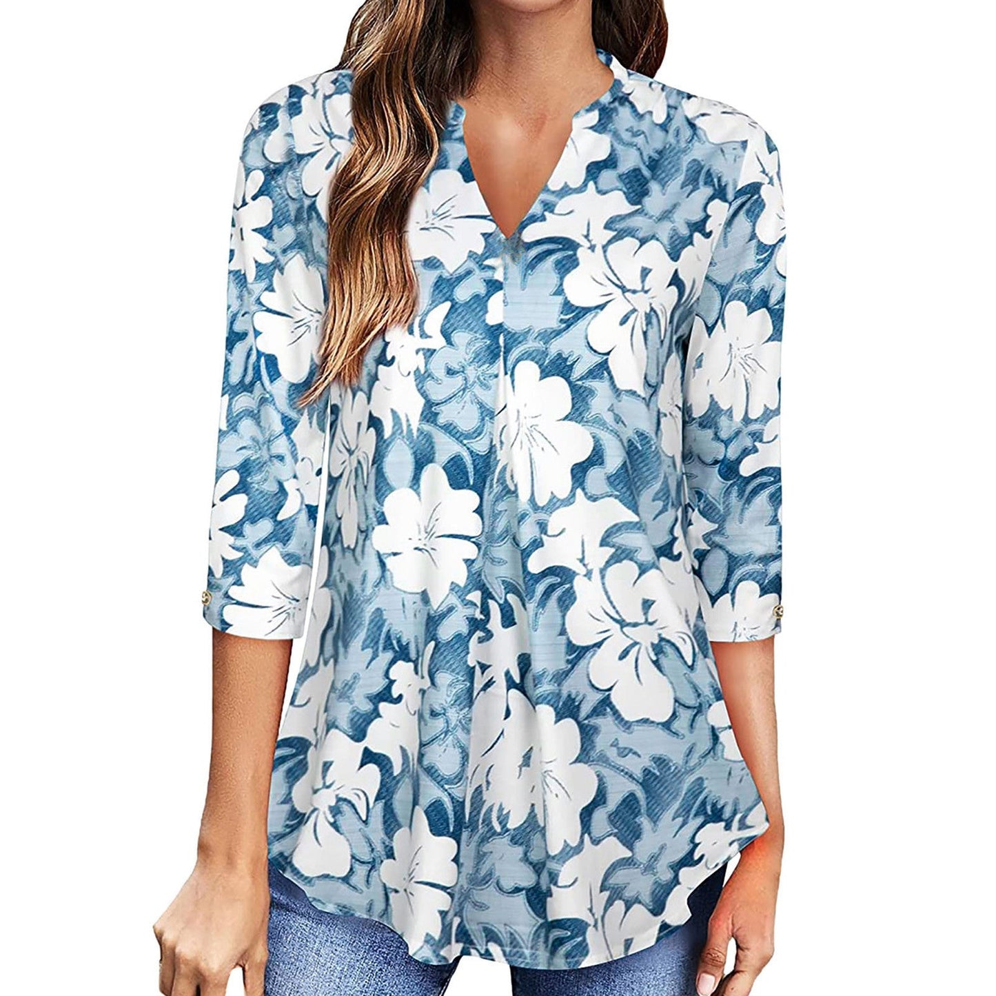Top floral con escote en V de Isabella Sol