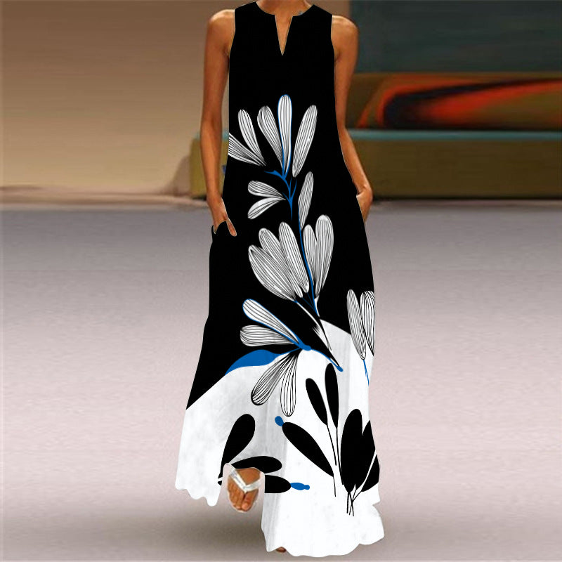 Vestido largo estampado vibrante sin mangas de Isabella Sol