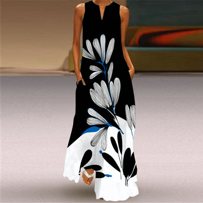 Vestido largo estampado vibrante sin mangas de Isabella Sol