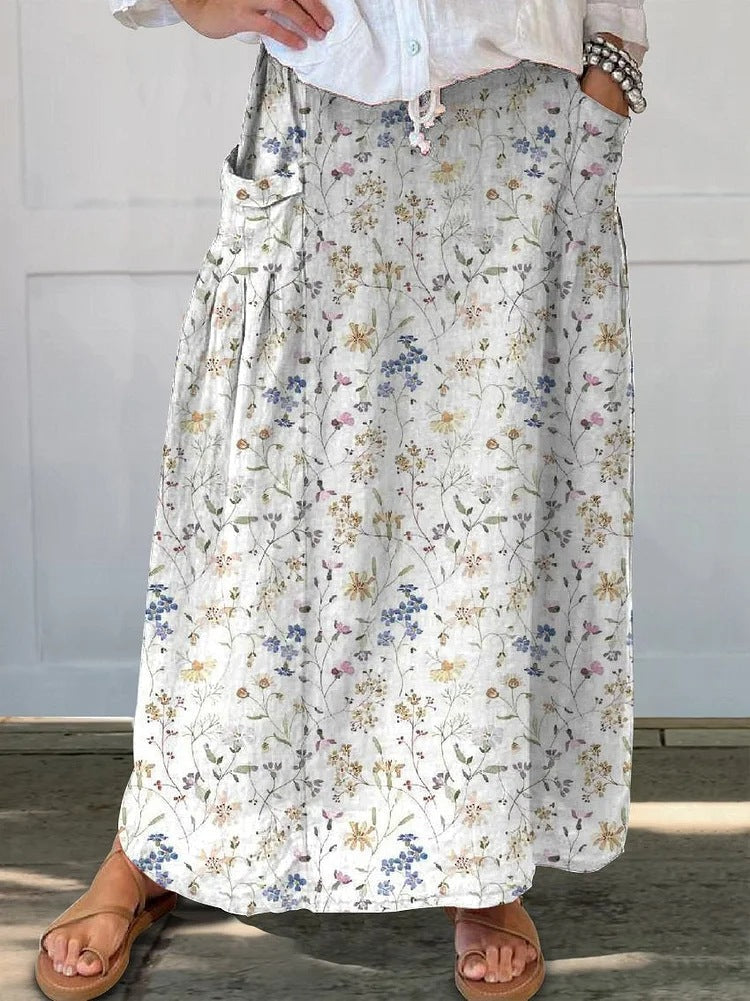 Falda retro floral con bolsillos de Isabella Sol para uso diario.