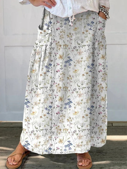 Falda retro floral con bolsillos de Isabella Sol para uso diario.
