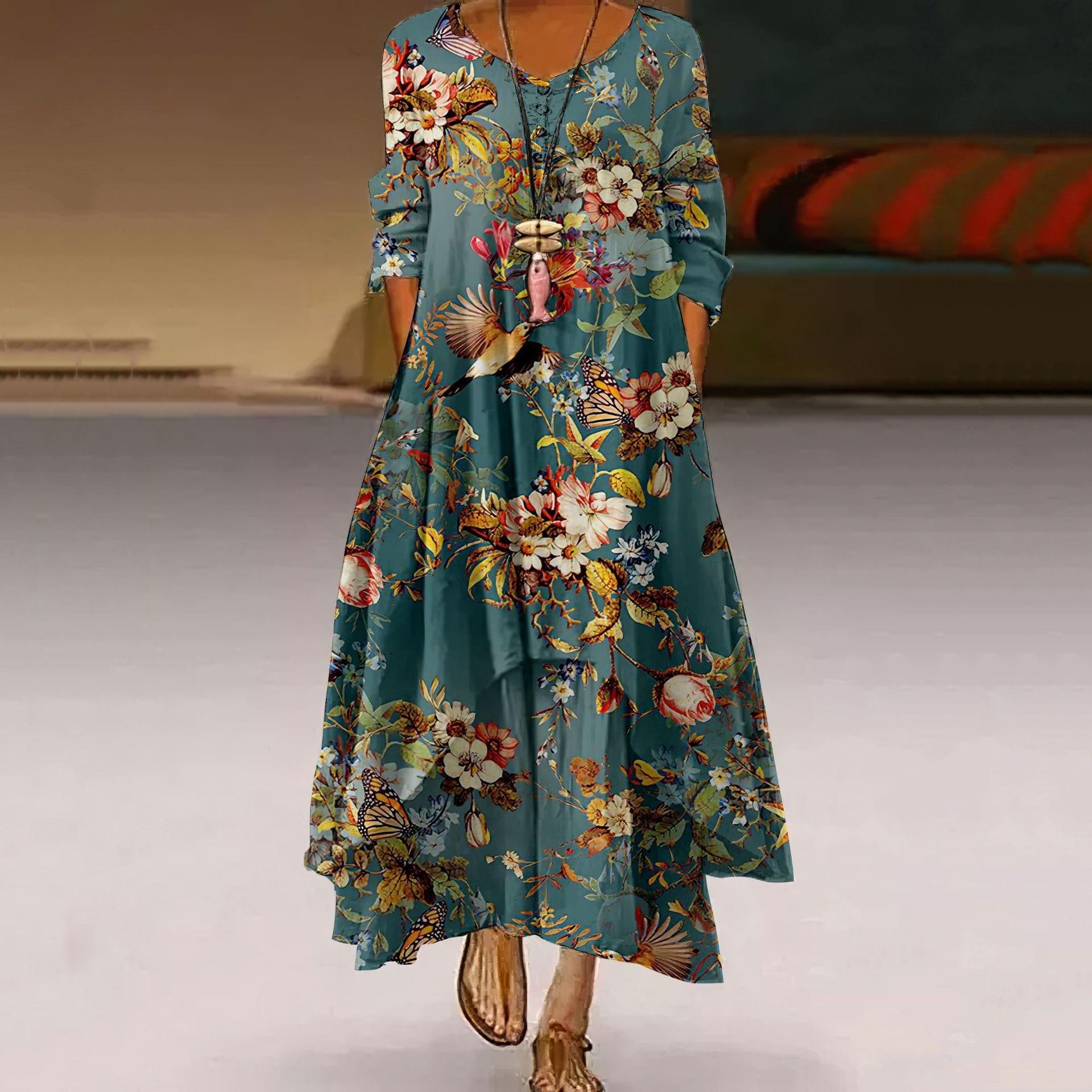 Artistic Floral Swing Dress by Isabella Sol